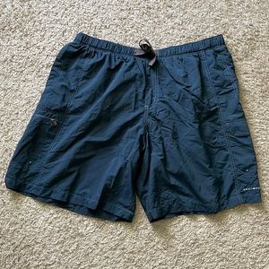 Men’s Columbia Shorts Navy Blue Mesh Lined Omni Shade Swim Trunks Sz XXL